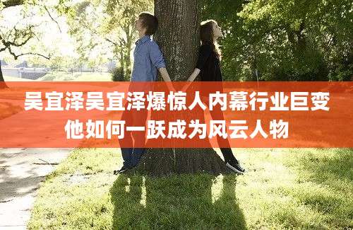 吴宜泽吴宜泽爆惊人内幕行业巨变他如何一跃成为风云人物