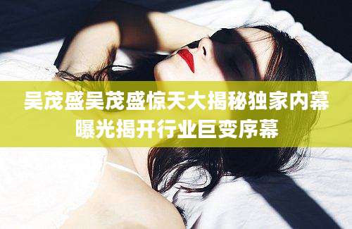 吴茂盛吴茂盛惊天大揭秘独家内幕曝光揭开行业巨变序幕
