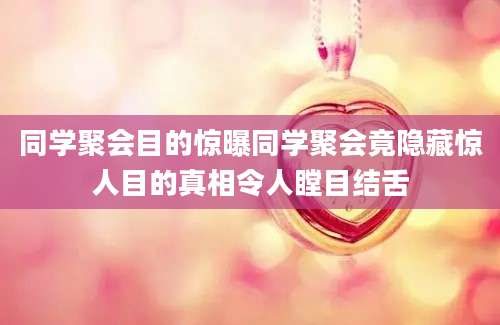 同学聚会目的惊曝同学聚会竟隐藏惊人目的真相令人瞠目结舌