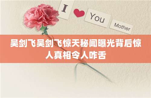吴剑飞吴剑飞惊天秘闻曝光背后惊人真相令人咋舌