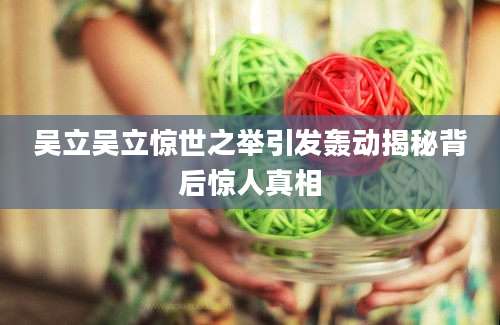 吴立吴立惊世之举引发轰动揭秘背后惊人真相