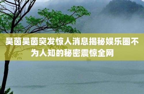 吴茵吴茵突发惊人消息揭秘娱乐圈不为人知的秘密震惊全网