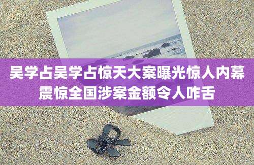 吴学占吴学占惊天大案曝光惊人内幕震惊全国涉案金额令人咋舌