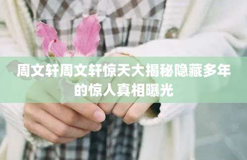 周文轩周文轩惊天大揭秘隐藏多年的惊人真相曝光
