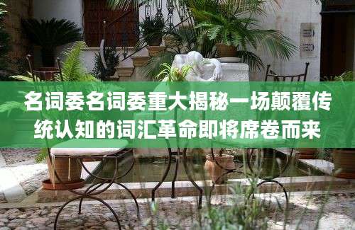 名词委名词委重大揭秘一场颠覆传统认知的词汇革命即将席卷而来