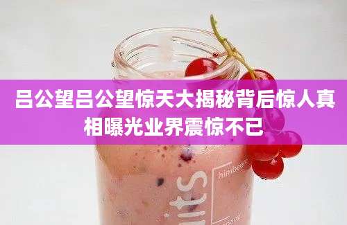 吕公望吕公望惊天大揭秘背后惊人真相曝光业界震惊不已