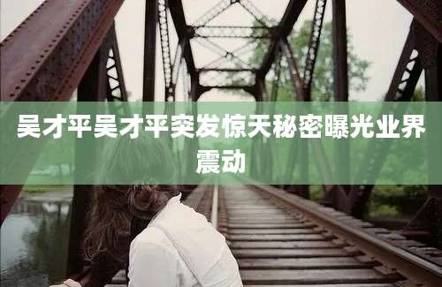 吴才平吴才平突发惊天秘密曝光业界震动