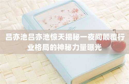 吕亦池吕亦池惊天揭秘一夜间颠覆行业格局的神秘力量曝光