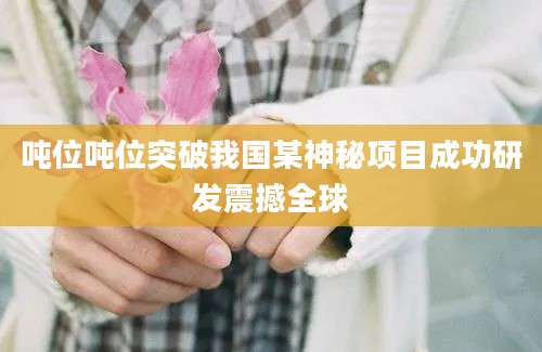 吨位吨位突破我国某神秘项目成功研发震撼全球