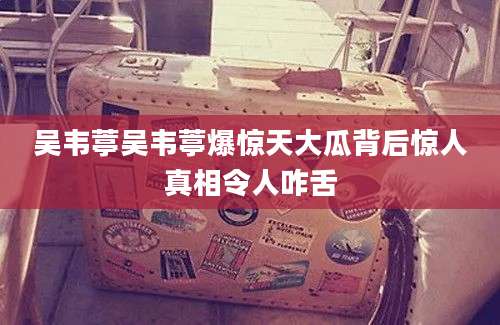 吴韦葶吴韦葶爆惊天大瓜背后惊人真相令人咋舌