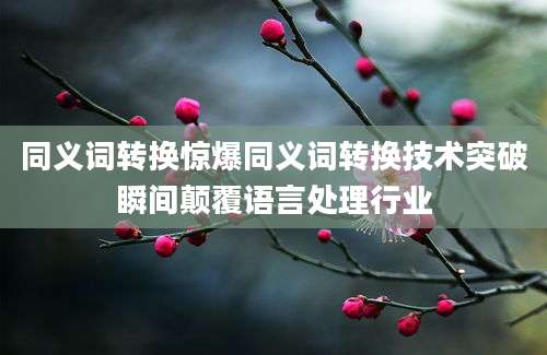 同义词转换惊爆同义词转换技术突破瞬间颠覆语言处理行业
