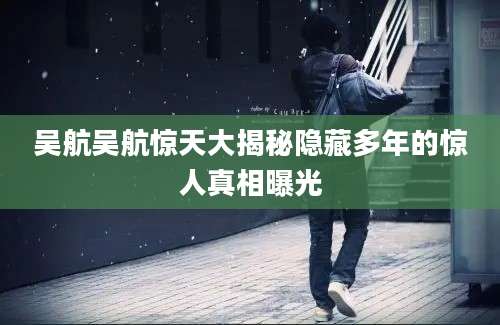 吴航吴航惊天大揭秘隐藏多年的惊人真相曝光