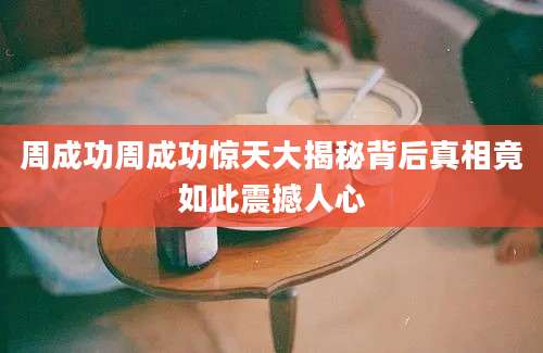 周成功周成功惊天大揭秘背后真相竟如此震撼人心
