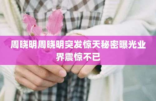 周晓明周晓明突发惊天秘密曝光业界震惊不已