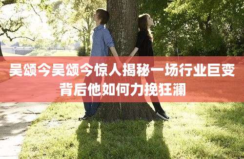 吴颂今吴颂今惊人揭秘一场行业巨变背后他如何力挽狂澜