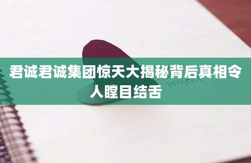 君诚君诚集团惊天大揭秘背后真相令人瞠目结舌