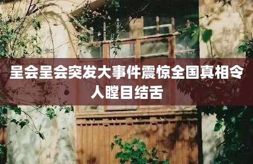 呈会呈会突发大事件震惊全国真相令人瞠目结舌
