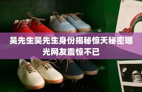 吴先生吴先生身份揭秘惊天秘密曝光网友震惊不已