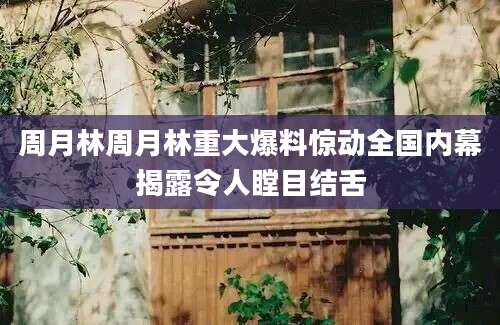 周月林周月林重大爆料惊动全国内幕揭露令人瞠目结舌