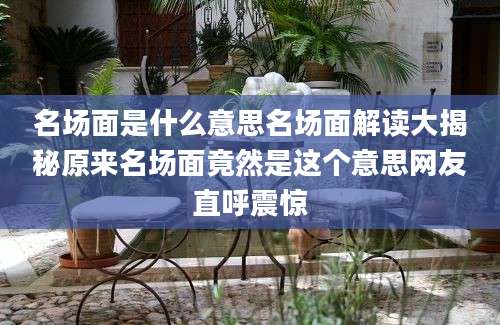 名场面是什么意思名场面解读大揭秘原来名场面竟然是这个意思网友直呼震惊