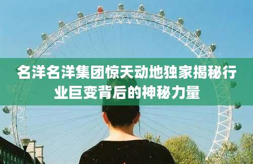 名洋名洋集团惊天动地独家揭秘行业巨变背后的神秘力量