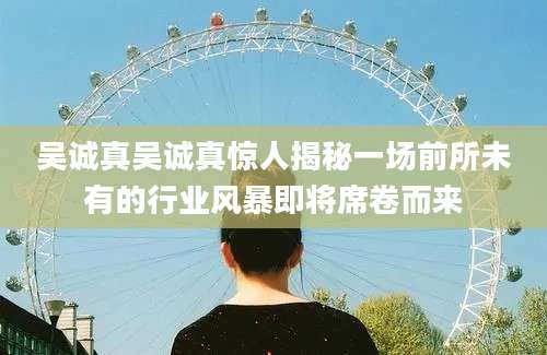 吴诚真吴诚真惊人揭秘一场前所未有的行业风暴即将席卷而来