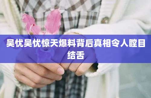 吴忧吴忧惊天爆料背后真相令人瞠目结舌