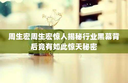 周生宏周生宏惊人揭秘行业黑幕背后竟有如此惊天秘密