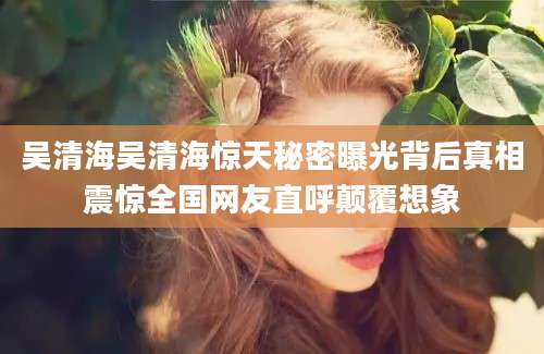 吴清海吴清海惊天秘密曝光背后真相震惊全国网友直呼颠覆想象