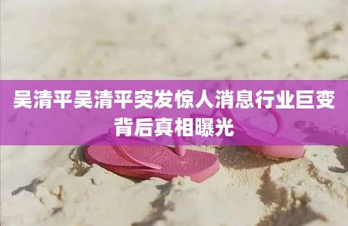 吴清平吴清平突发惊人消息行业巨变背后真相曝光