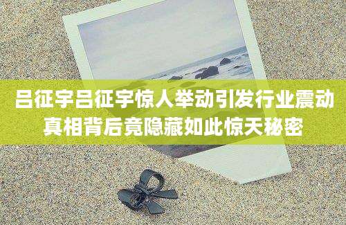 吕征宇吕征宇惊人举动引发行业震动真相背后竟隐藏如此惊天秘密