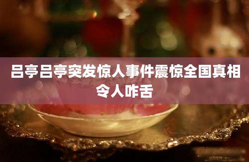 吕亭吕亭突发惊人事件震惊全国真相令人咋舌