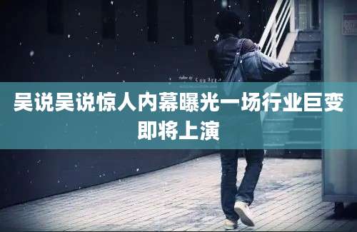 吴说吴说惊人内幕曝光一场行业巨变即将上演